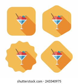 cocktail flat icon with long shadow