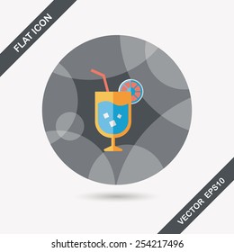 cocktail flat icon with long shadow
