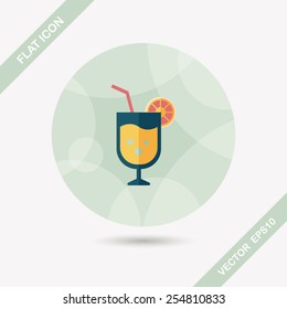 cocktail flat icon with long shadow