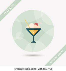 cocktail flat icon with long shadow