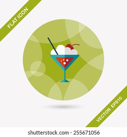 cocktail flat icon with long shadow