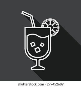 cocktail flat icon with long shadow, line icon