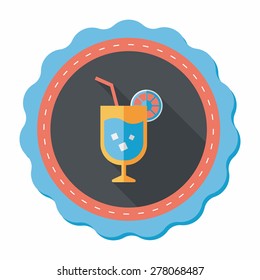 cocktail flat icon with long shadow