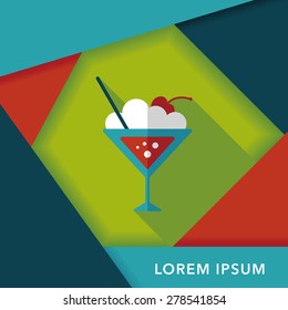 cocktail flat icon with long shadow