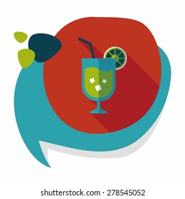 cocktail flat icon with long shadow