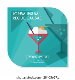 cocktail flat icon with long shadow
