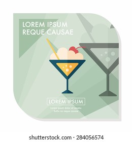 cocktail flat icon with long shadow