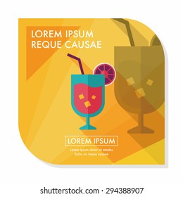 cocktail flat icon with long shadow