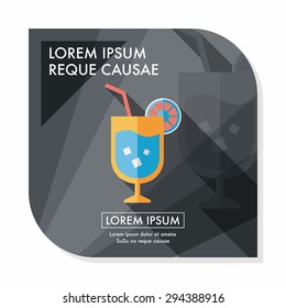 cocktail flat icon with long shadow