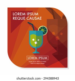 cocktail flat icon with long shadow