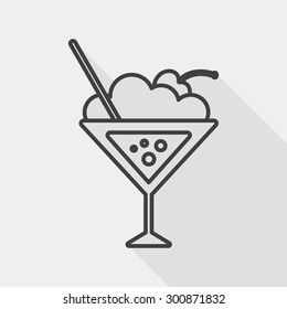 cocktail flat icon with long shadow, line icon