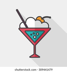 cocktail flat icon with long shadow