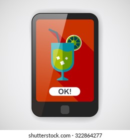 cocktail flat icon with long shadow