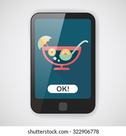cocktail flat icon with long shadow