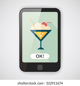 cocktail flat icon with long shadow