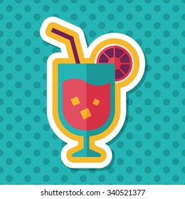 cocktail flat icon with long shadow