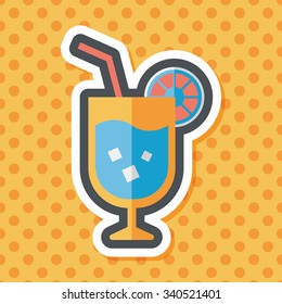 cocktail flat icon with long shadow