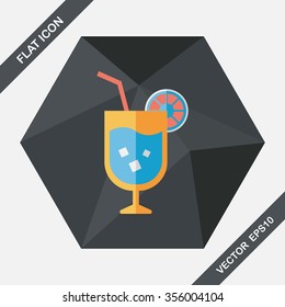 cocktail flat icon with long shadow