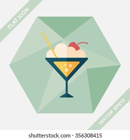 cocktail flat icon with long shadow