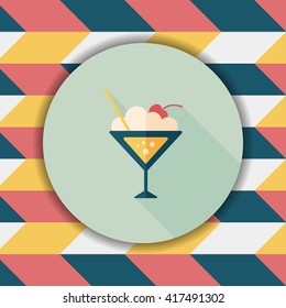 cocktail flat icon with long shadow