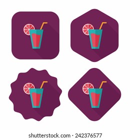 cocktail flat icon with long shadow,eps10