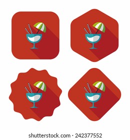 cocktail flat icon with long shadow,eps10