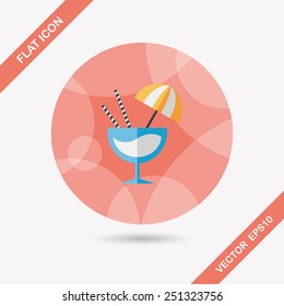 cocktail flat icon with long shadow,eps10
