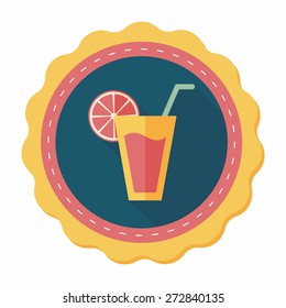 cocktail flat icon with long shadow,eps10