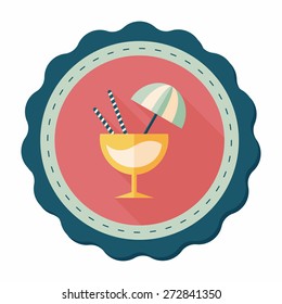 cocktail flat icon with long shadow,eps10