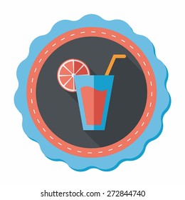 cocktail flat icon with long shadow,eps10