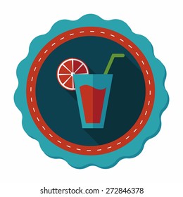 cocktail flat icon with long shadow,eps10