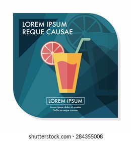 cocktail flat icon with long shadow,eps10