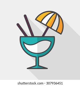 cocktail flat icon with long shadow,eps10