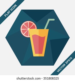 cocktail flat icon with long shadow,eps10