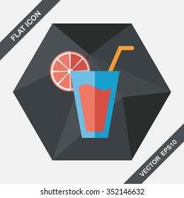 cocktail flat icon with long shadow,eps10