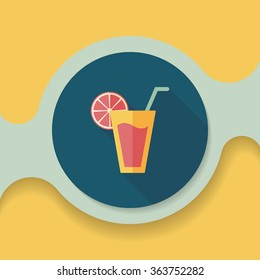 cocktail flat icon with long shadow,eps10