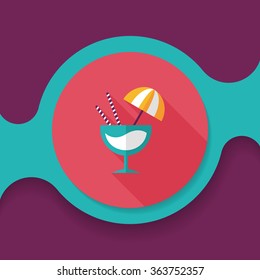 cocktail flat icon with long shadow,eps10