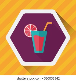 cocktail flat icon with long shadow,eps10