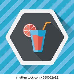 cocktail flat icon with long shadow,eps10