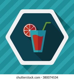 cocktail flat icon with long shadow,eps10