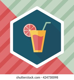 cocktail flat icon with long shadow,eps10