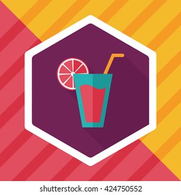 cocktail flat icon with long shadow,eps10