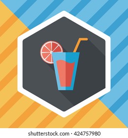 cocktail flat icon with long shadow,eps10