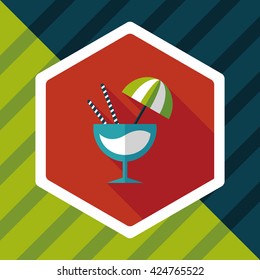 cocktail flat icon with long shadow,eps10