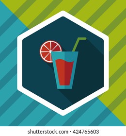 cocktail flat icon with long shadow,eps10