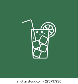 cocktail flat icon with long straw