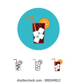 cocktail flat icon with long straw