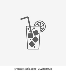 cocktail flat icon with long straw