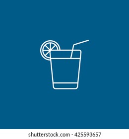 Cocktail Flat Icon On Blue Background