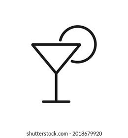 Cocktail flat icon. Single high quality outline symbol for web design or mobile app. Holiday sign, concept of outline logo. Vector illustration.